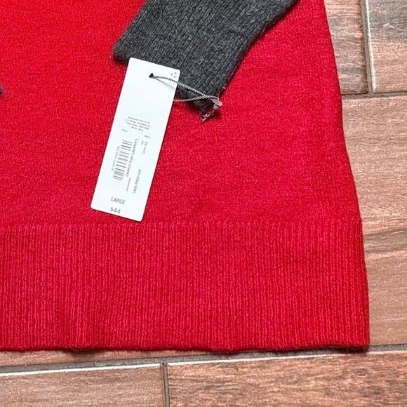 Liz Claiborne Sweater Color Block Red Charcoal Gray Turtleneck Size L NWT - Picture 2 of 7